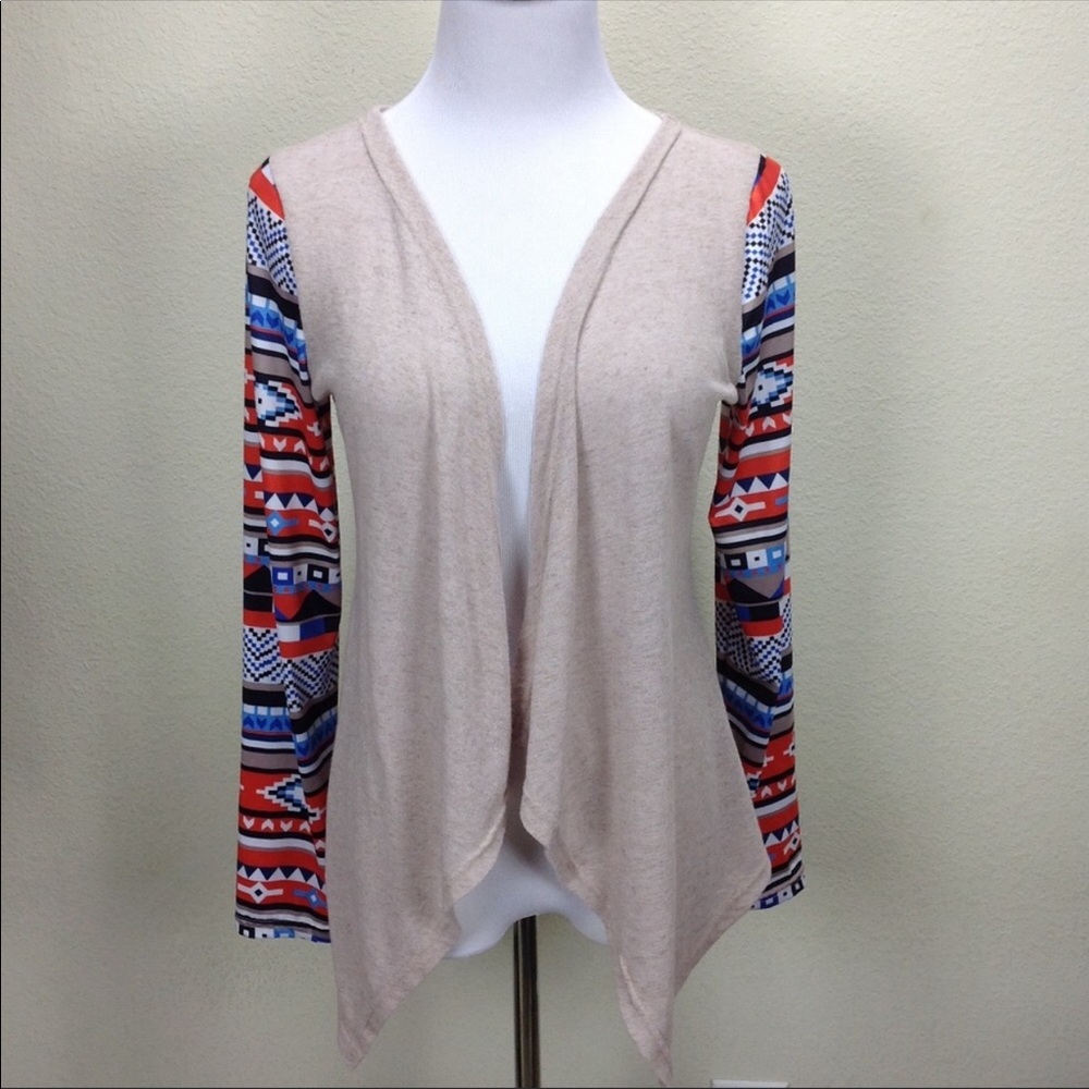 Gamiss Tribal Print Waterfall Cardigan